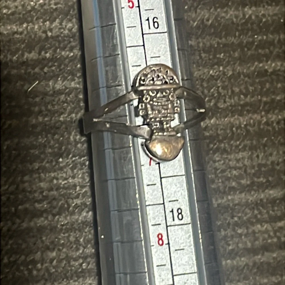 950 Sterling MEXICO INCAN TUMI AZTEC AZTECA RING Silver Fine Jewelry Size 7 VNTG - Picture 5 of 5